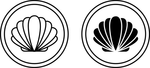 Icons Contains Shellfish. Black and White Vector Seafood Icons. Label for Food Packaging. Healthy Eating