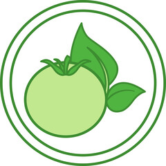 Green Plant Based Icon. Vector Icon of Tomato and Young Plant. Natural Food. Label for Packaging of Organic Products. Healthy Eating
