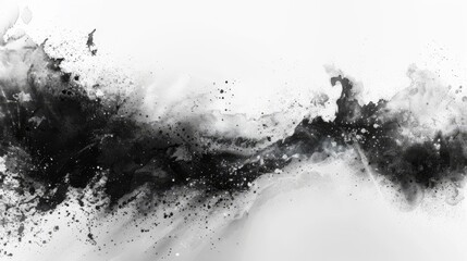 Black and white abstract painting with a splash of ink.