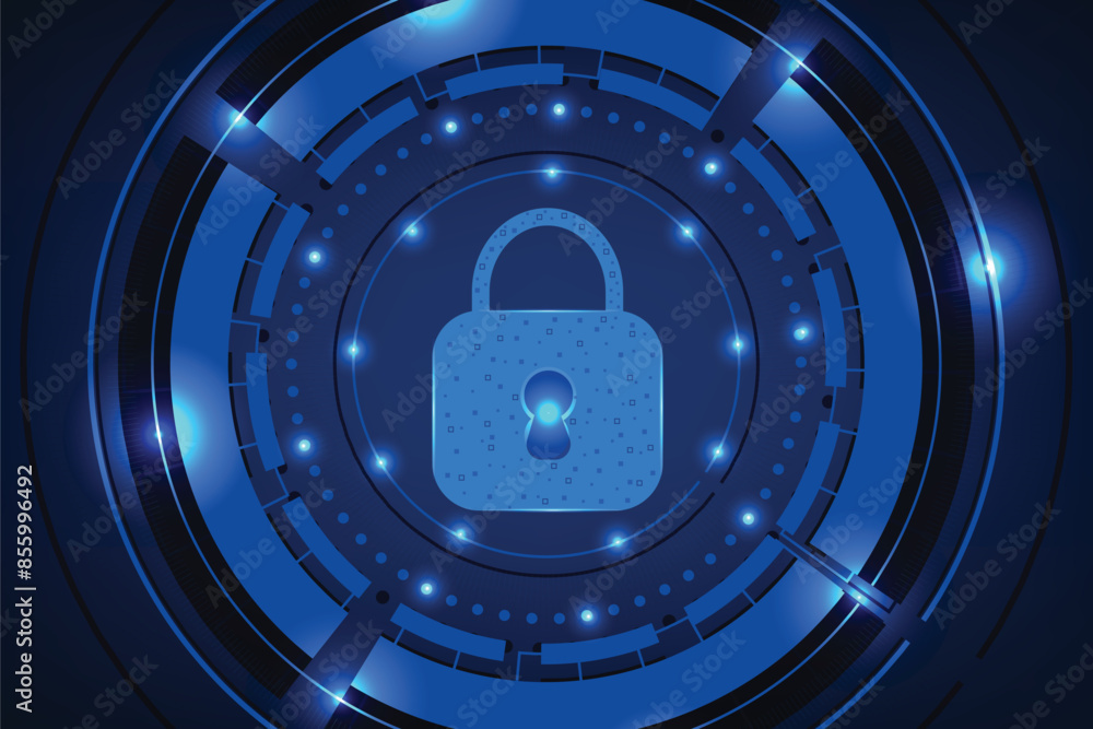 Poster padlock with keyhole icon in personal data security cyber data or information privacy