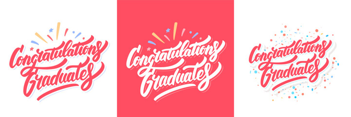 Congratulations Graduates. Vector typography banners set.
