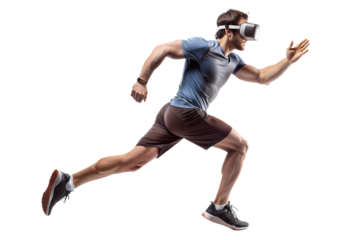 Runner with a virtual reality headset 
isolated on a white background