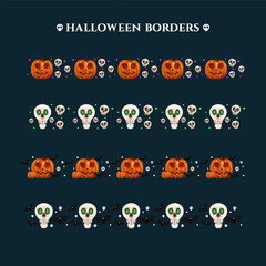 Halloween Borders with spoky and skull premium vector