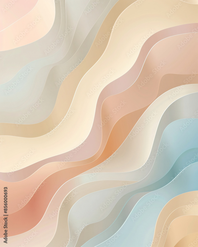 Poster abstract background with wavy shapes, vector illustration in the style of retro style, peach and gre