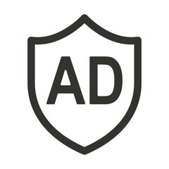 Ads protection icon. Shield and ad illustration