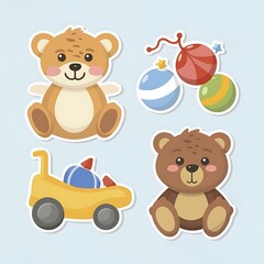 Fototapeta premium Collection of Kids Animal cartoon toys icons 