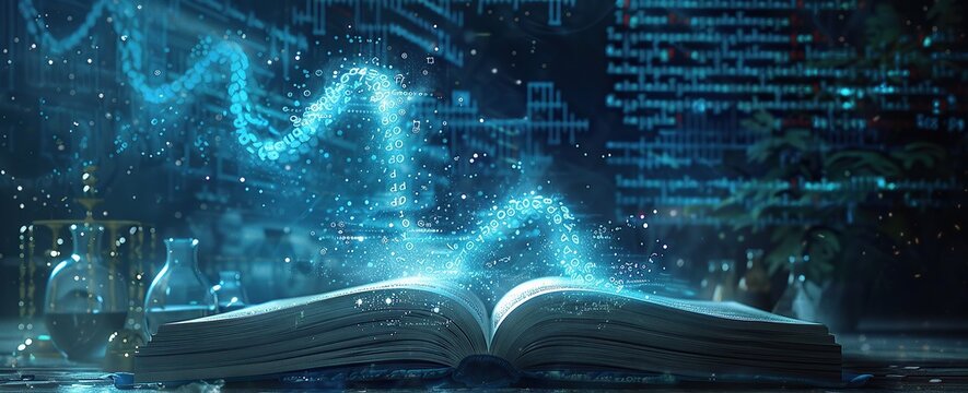 Open Book With Mystical Blue Glow