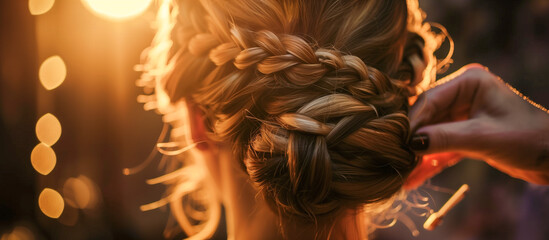 a woman is getting her hair braided by a stylish