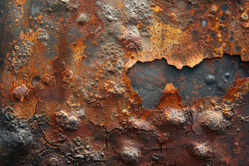 Close-up of rusty metal showing its rough texture and varied colors
