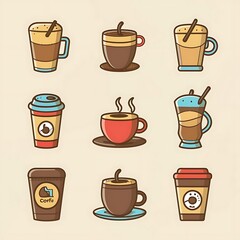 Fototapeta premium coffee cup icons