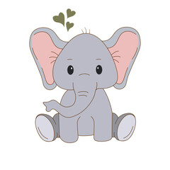 A cute elephant is sitting in an animated image with a transparent background. It can be used for decoration, wallpaper, design, etc