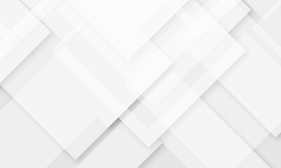White and gray square technology modern background. Abstract white and grey color geometric background with copy space. Design for cover, poster, brochure, banner, wallpaper design.
