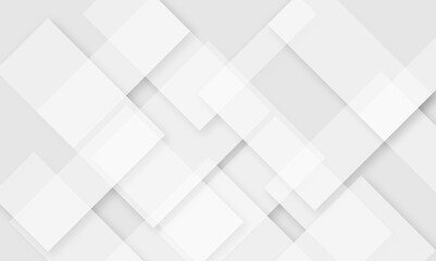 White and grey geometric minimal and square overlap layer shape banner design. Abstract geometric minimal futuristic element concept. Design for poster, brochure, banner, wallpaper, cover, flyer.