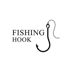 Fototapeta premium Vector Fishing Hook Logo Silhouette Icon