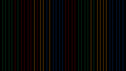 Fototapeta premium Temporary art of neon colorful glowing vertical geometric lines on a black background.