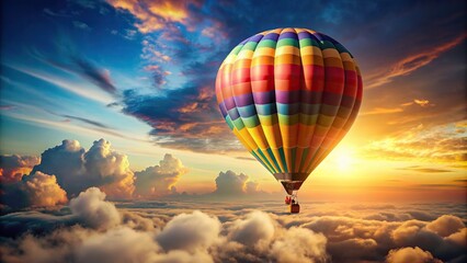 Hot air balloon floating peacefully in the sky, adventure, travel, colorful, serene, peaceful, flight, journey
