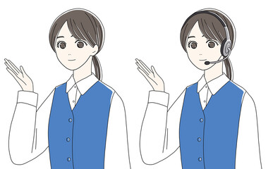 案内する女性のセット