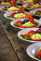 a traditional Taiwanese lobster salad served at a banquet