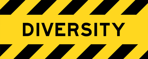 Yellow and black color with line striped label banner with word diversity