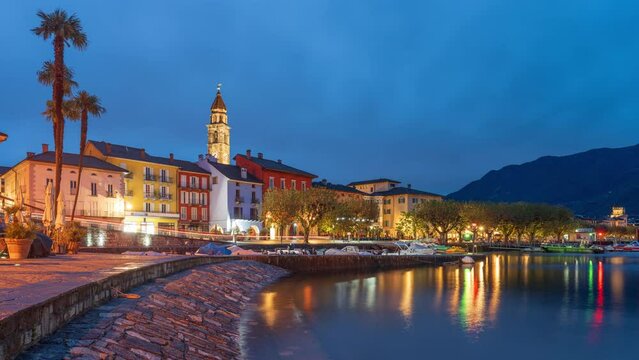 Ascona, Switzerland on Lake Maggiore at dawn.