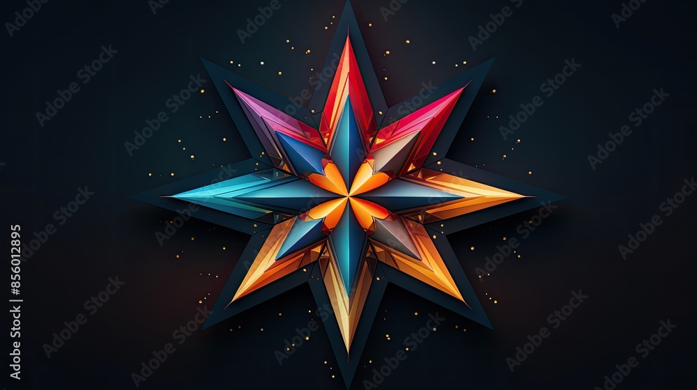 Poster a 3d rendering of a colorful star.