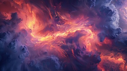 Fototapeta premium Abstract Cosmic Landscape of Fiery Clouds