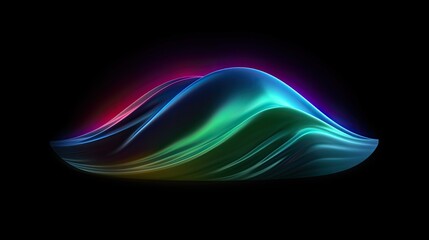 3D rendering of a colorful abstract wave. The wave is made of a smooth, reflective material that is lit by a bright light.