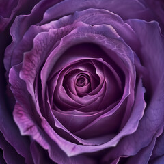 Obraz premium Vibrant Macro Shot of a Purple Rose in Full Bloom, Close-Up View of flower