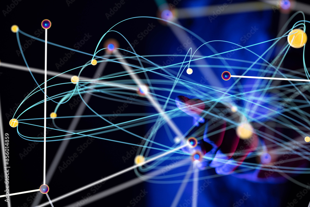 Poster conference digital network and data concept 3d