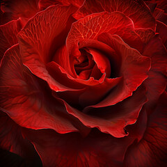 Naklejka premium Vibrant Macro Shot of an Red Rose in Full Bloom, Close-Up View of burgundy flower