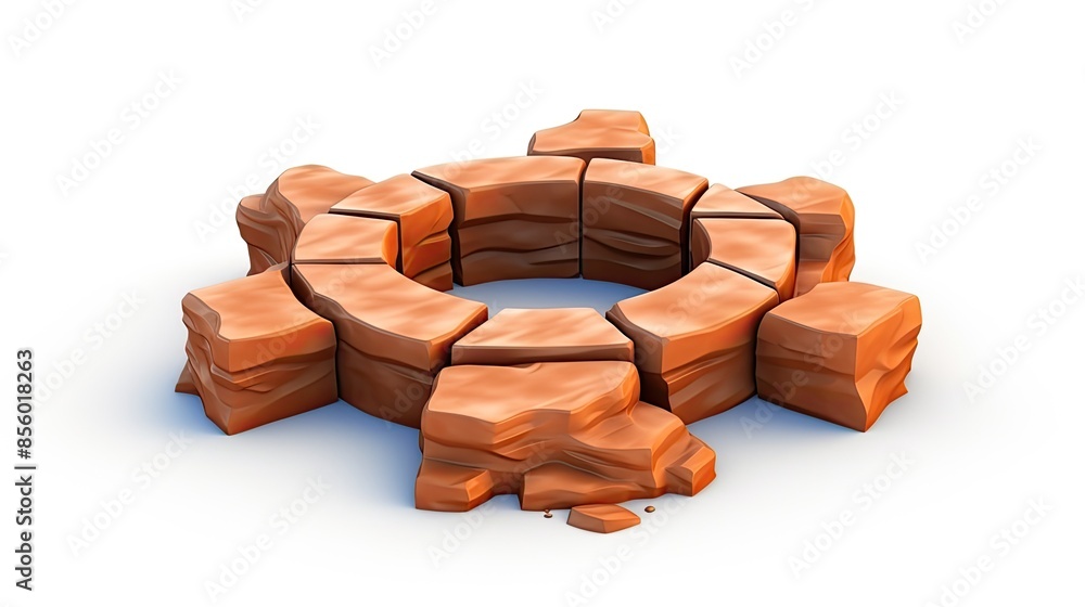 Poster 3d rendering of a stone circle. the stones are arranged in a circular pattern with a hole in the cen