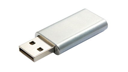 Isolated white USB flash drive for portable data storage on computers