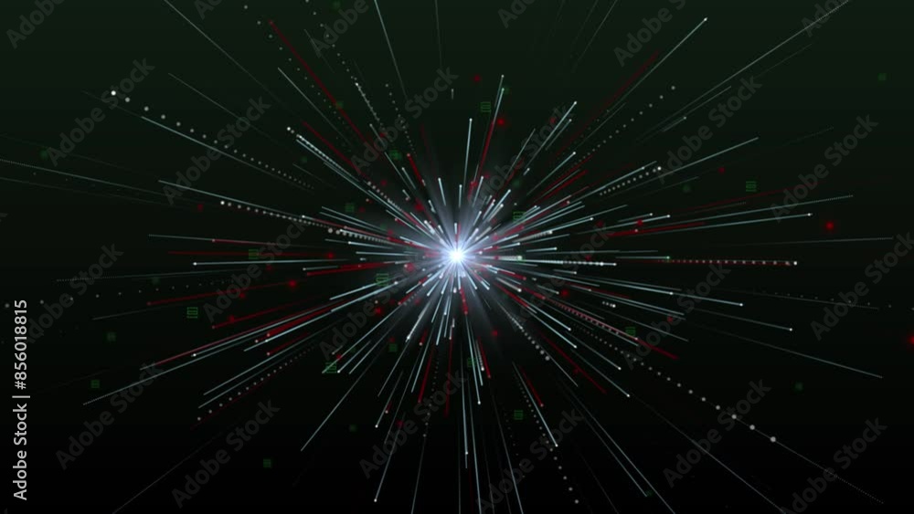 Poster digital tunnel of cyberspace with particles and lighting, technology motion in a cyber space. stream