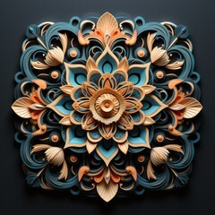 Ancient Door Window Design in Indian Arabian Style Created with Generative AI Technology