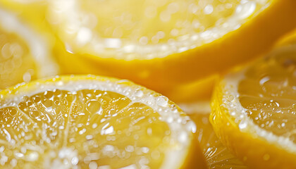 Fresh juicy lemon slices fruit background