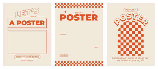 Retro poster with graphic elements of geometrical shapes vector. Trendy Y2k backgrounds for posters, prints, invitations or cards.
