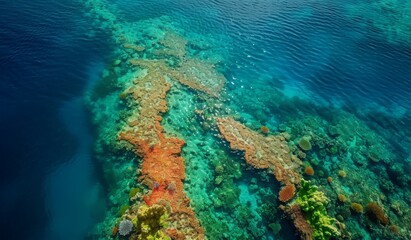 Fototapeta premium Aerial view of a vibrant coral reef