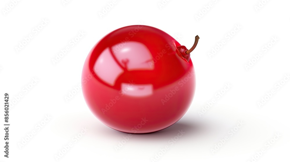 Poster 3d rendering of a red apple on a white background. the apple is smooth and shiny, and the light is r