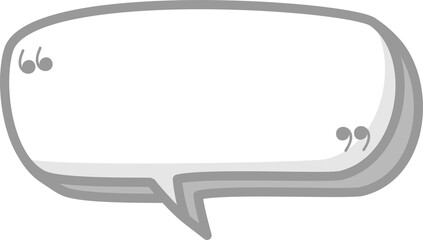 3d black and white color speech bubble balloon with quotation marks, icon sticker memo keyword planner text box banner, flat png isolated transparent element design