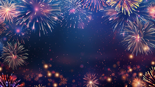 Fireworks frame in the night sky