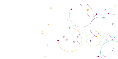 Vector Abstract geometric colorful background with plexus circles. Big data visualization and technology background design.