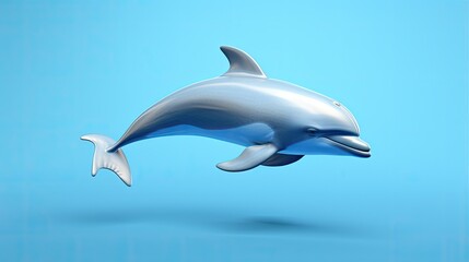 Obraz premium A bottlenose dolphin leaps gracefully through the ocean's surface. Its sleek, silver body glistens in the sunlight.