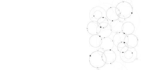 Abstract geometric background with plexus circles. Big data visualization and technology background design.