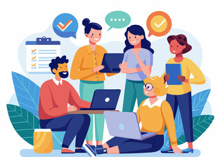 Team members involved in a feedback session