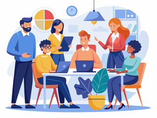 Team members in a project kickoff meeting