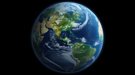 Fototapeta premium A beautiful shot of planet Earth from space, showing the Americas. The image is clear and detailed, and the colors are vibrant.