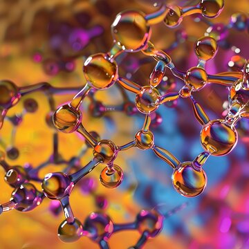 Captivating 3D render of a triglyceride molecular structure,showcasing its intricate details and vibrant colors. This biochemical diagram embodies a scientific aesthetic.