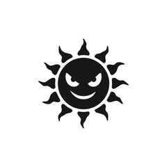 Angry summer sun with naughty face silhouette illustration