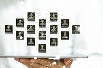 Global network. Blockchain. 3D illustration. Neural networks and artificial intelligence. Abstract