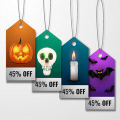 Set Halloween Shopping Labels Premium Vector